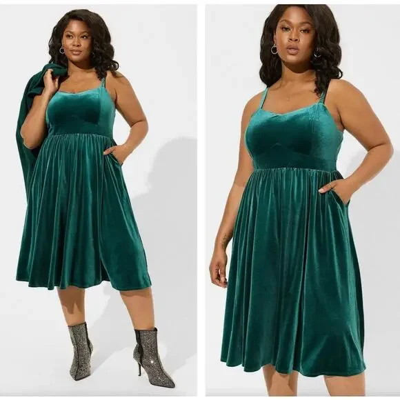 torrid | Dresses | Torrid Midi Velvet Sleeveless Dress Botanical Garden  Green J2 | Poshmark